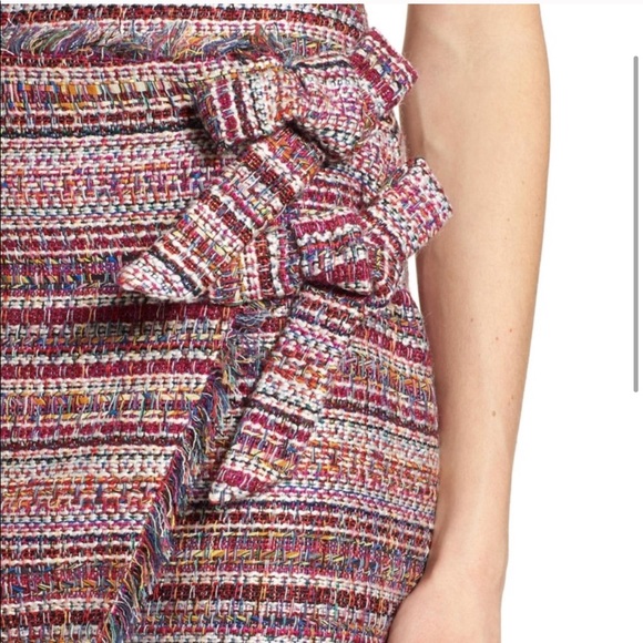 Halogen Asymmetrical Grommet Tie Tweed Skirt - Picture 3 of 8